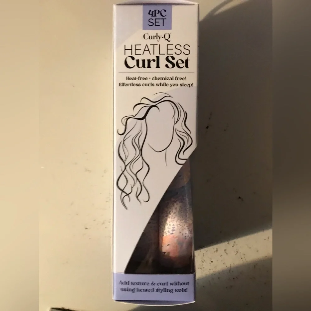 Brand New Curly-Q Heatless 4 Pc Curl Set~Heat & Chemical Free~Simple Easy To Use